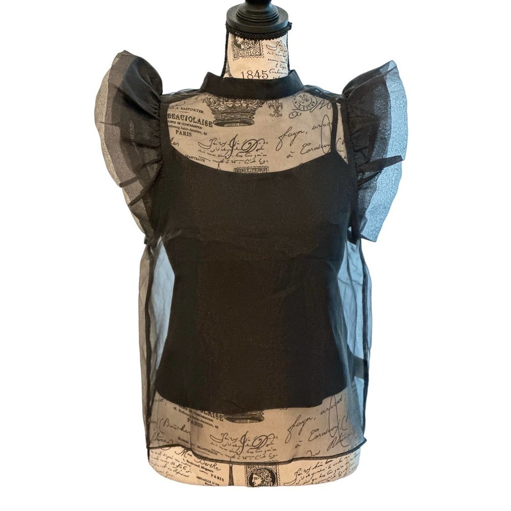 Joie Black Sheer Overlay Cap Sleeve Top Shirt Women's US XS